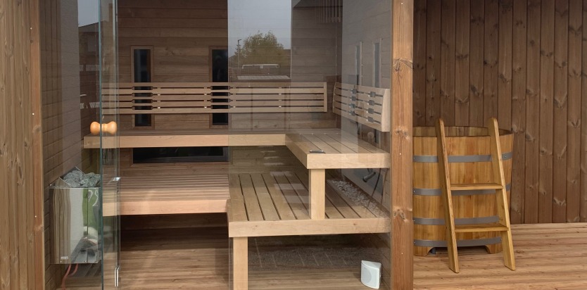 Exteriérová kombinovná sauna + bio + ochladzovacia kaďa